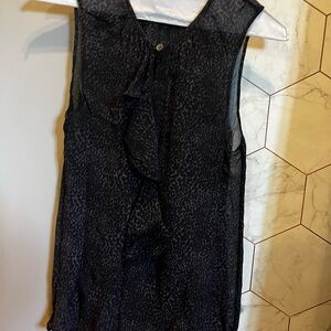 Theory Black Sleeveless Leopard Print Blouse